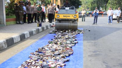 Kapolres dan Wali Kota Binjai Musnahkan BB Operasi Cipta Kondisi Jelang Ops Ketupat Toba 2023