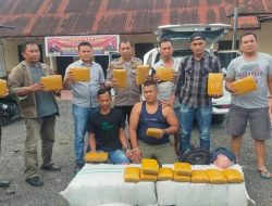Polsek Tanjungpura Amankan Dua Pembawa 105 Bal Ganja