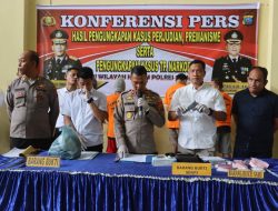 Waka Polres Langkat Konferensi Pers Pengungkapan Kasus Perjudian, Premanisme serta Tindak Pidana Narkoba, Satu Pucuk Senpi Rakitan Jenis FN dan 4 Butir Peluru Cal 9 MM Diamankan