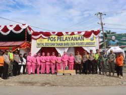 Kapolres dan Ketua Bhayangkari Langkat Kunjungi dan Beri Bingkisan Pos Yan Lilin 2023