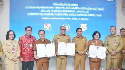 Kendalikan Inflasi,  Tiga Daerah Karo, Langkat dan Dairi Tandatangani Kesepakatan KAD