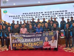 Pj Gubernur Sumut Lepas Keberangkatan Kontingen PWI Sumut ke Porwanas XIV Banjarmasin