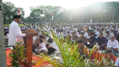 Bupati Langkat Syah Afandin Sholat Idul Fitri di Stabat, Lestarikan Kebiasaan Baik yang Dijalankan di Bulan Ramadan