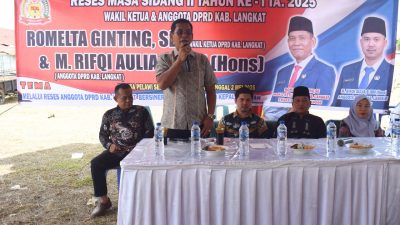 Wakil Ketua DPRD Romelta dan Anggota DPRD Rifki Reses di Desa Pelawi Selatan, Warga Berharap Perjuangkan Aspirasi Pembangunan di Desanya