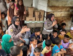 Srikandi Polwan Polres Langkat Gelar Trauma Healing untuk Anak-Anak Korban Banjir